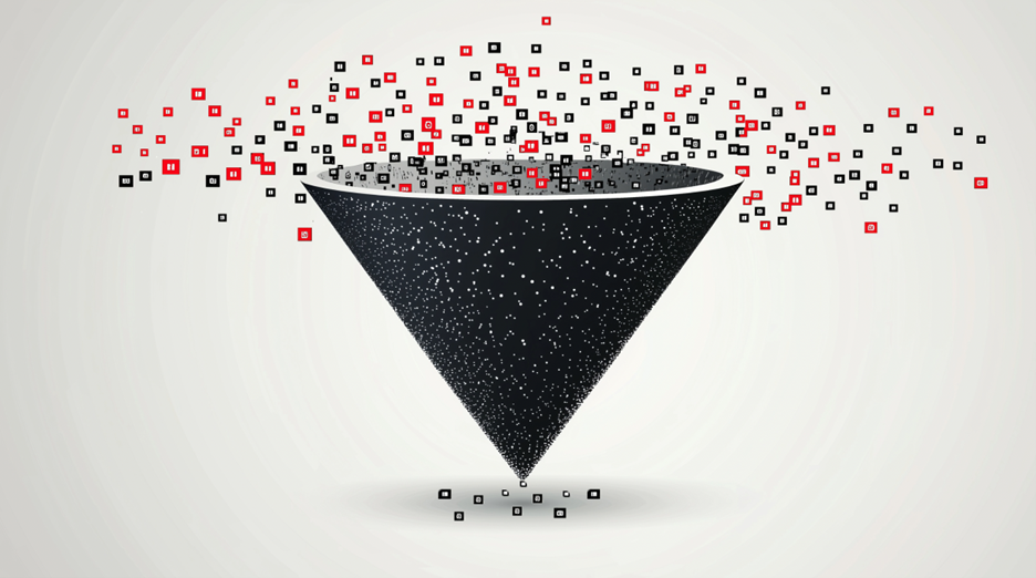 A black and red triangle with small squaresAI-generated content may be incorrect.